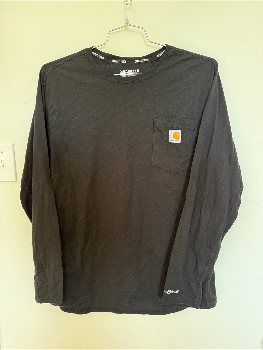 Carhartt Black Long Sleeve Pocket Tee with Logo Patch